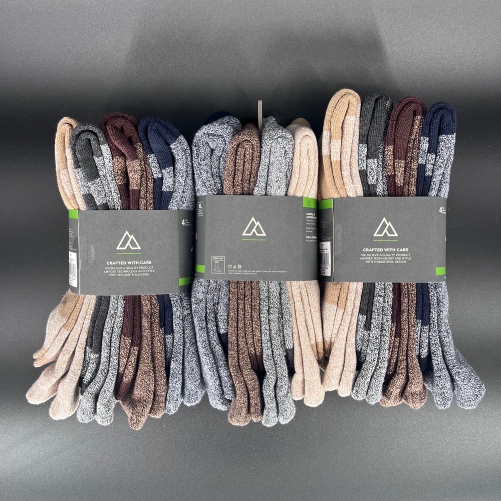 Alpine Design Men's XL Crew Hiking Socks Performance Assorted 4-Pack - Lot of 3‎ - Picture 2 of 7